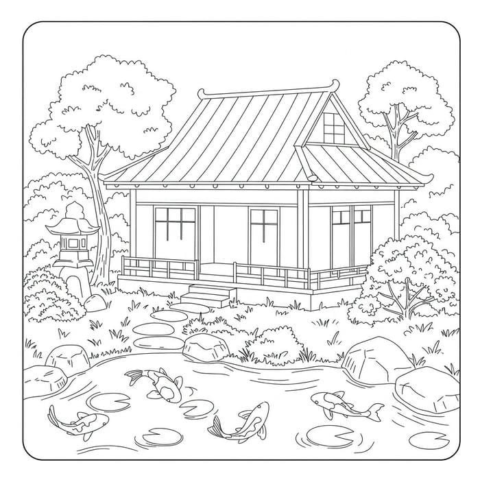 tranh tô phong cảnh nhà vườn