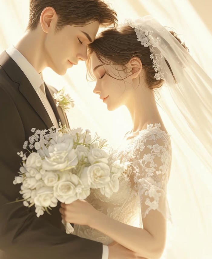 Ảnh cô dâu chú rể anime dễ thương