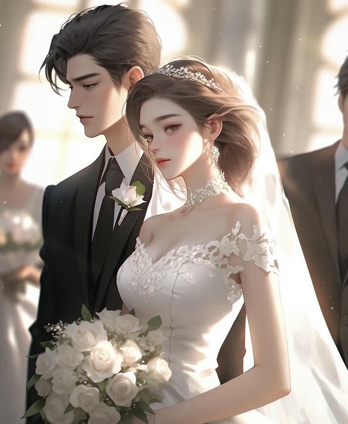 Chi tiết ảnh cô dâu chú rể anime