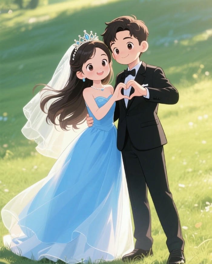 Hình cô dâu chú rể anime cảm xúc