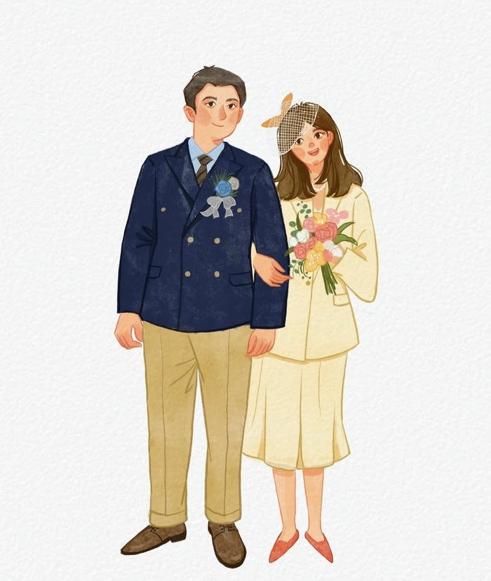 Hình cô dâu chú rể anime nhẹ nhàng