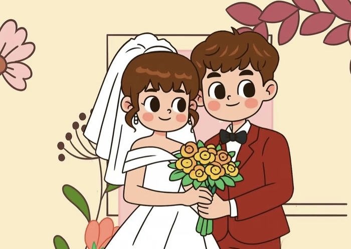 Khung hình ảnh cô dâu chú rể anime