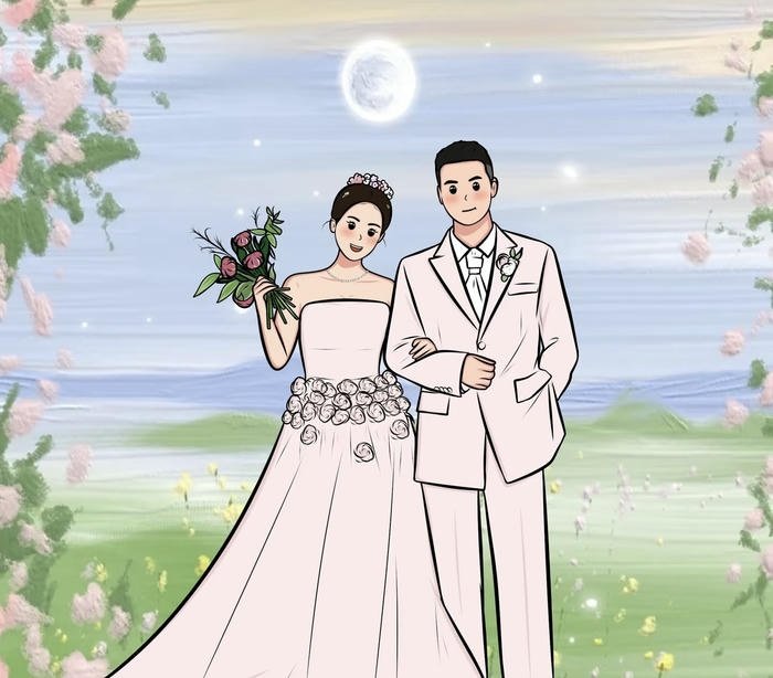 Tạo dáng ảnh cô dâu chú rể anime