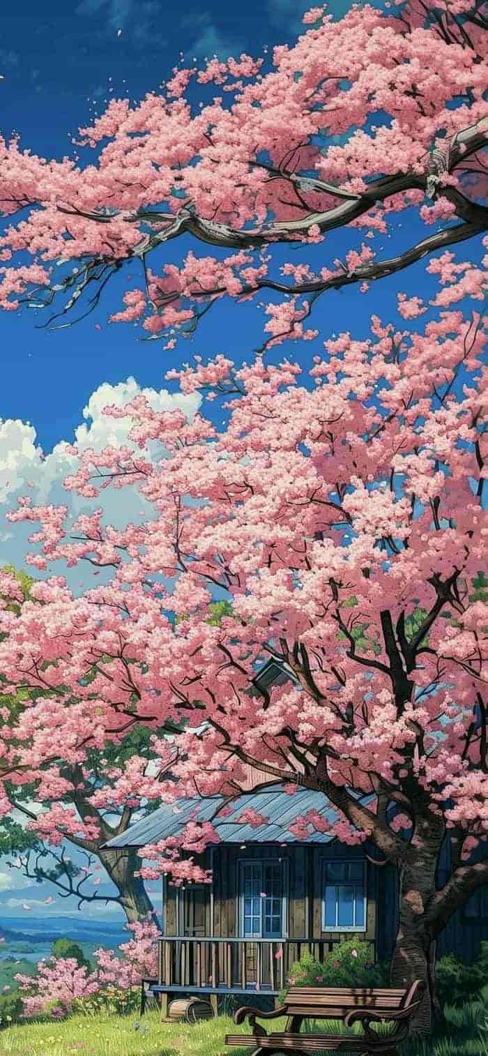 ảnh nền hoa anh đào anime phong cảnh đẹp