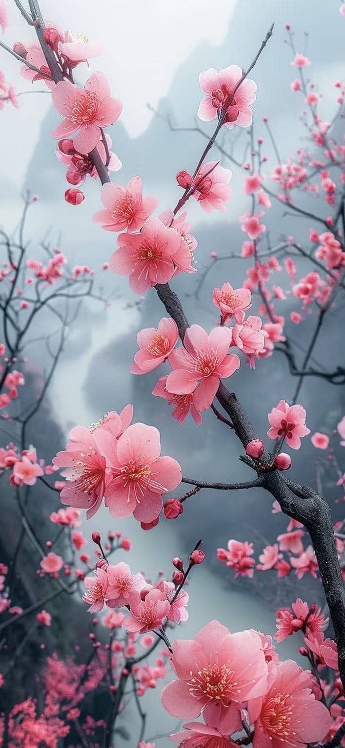 ảnh nền hoa đào phong cảnh