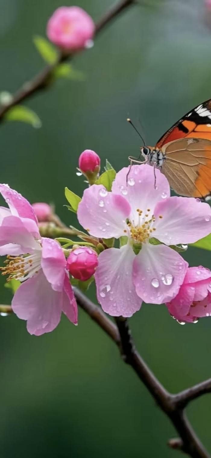 ảnh nền hoa đào trong sương đẹp