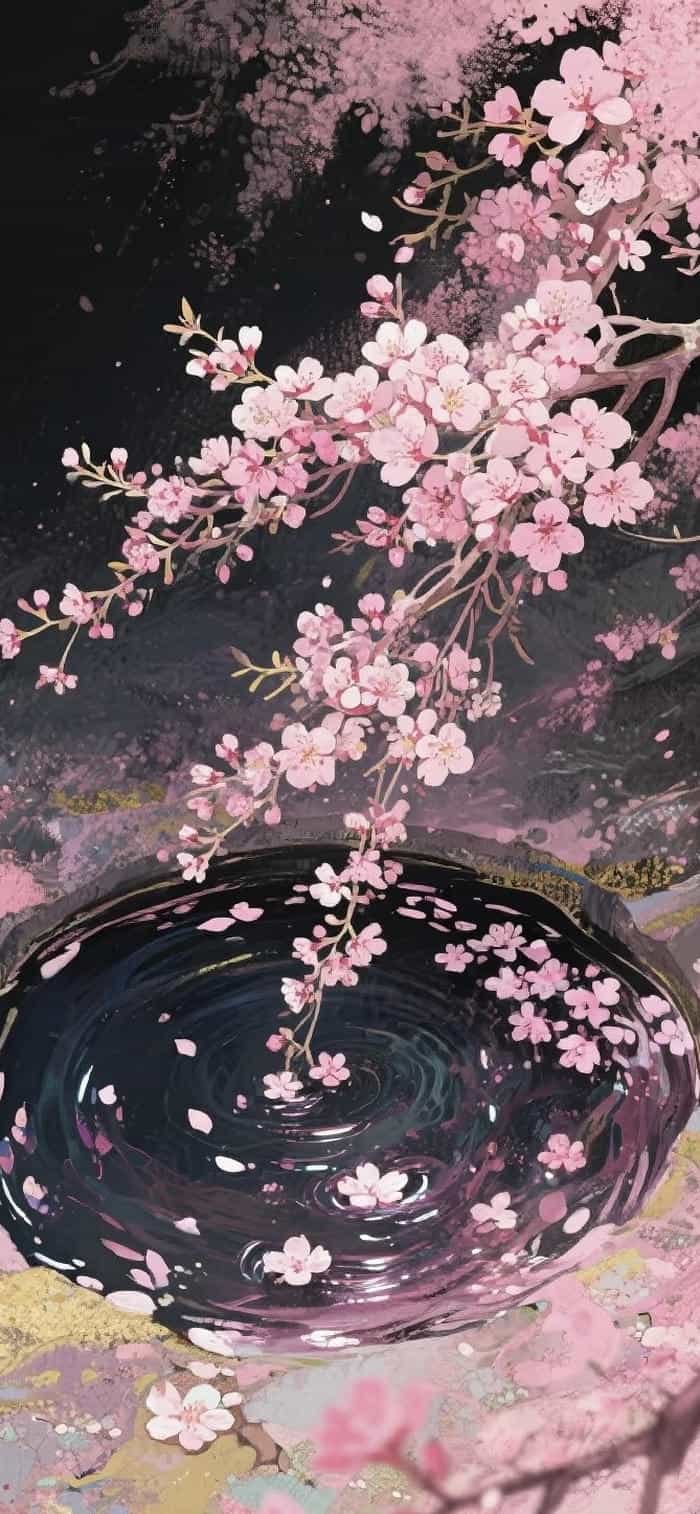 hình nền hoa anh đào anime bay trong gió