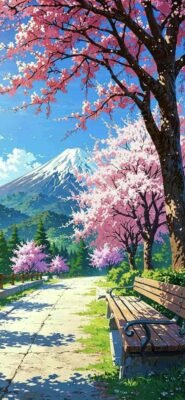 hình nền hoa anh đào anime siêu nét