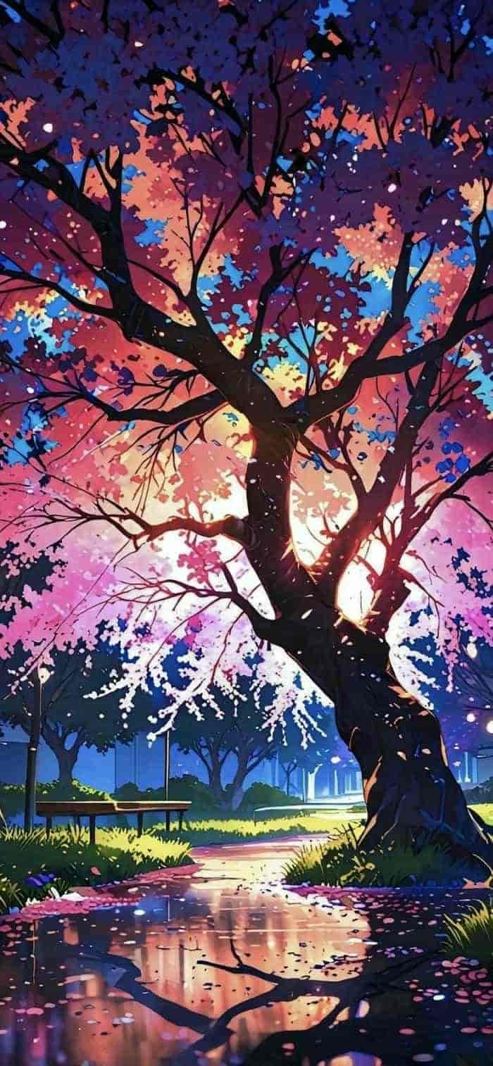 hình nền hoa anh đào anime vintage