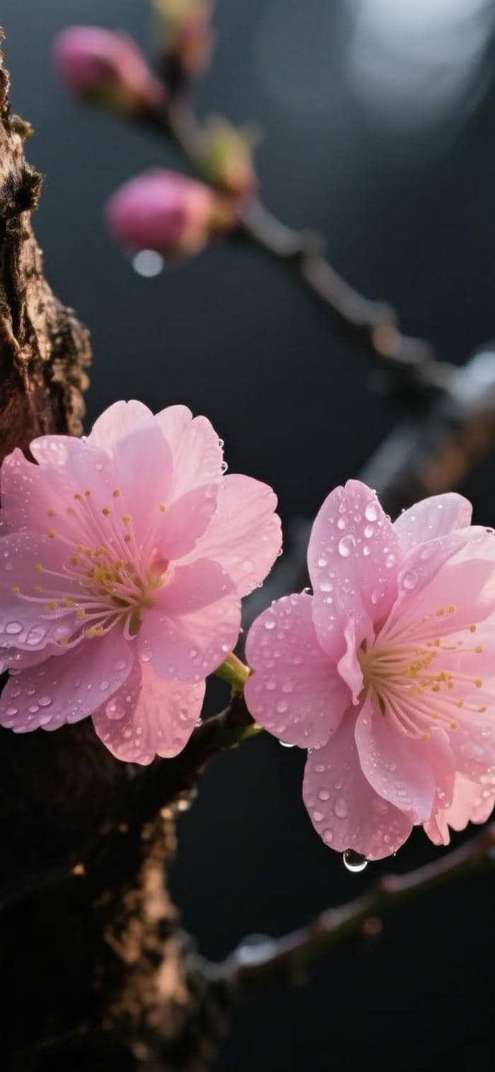 hình nền hoa đào chụp cận