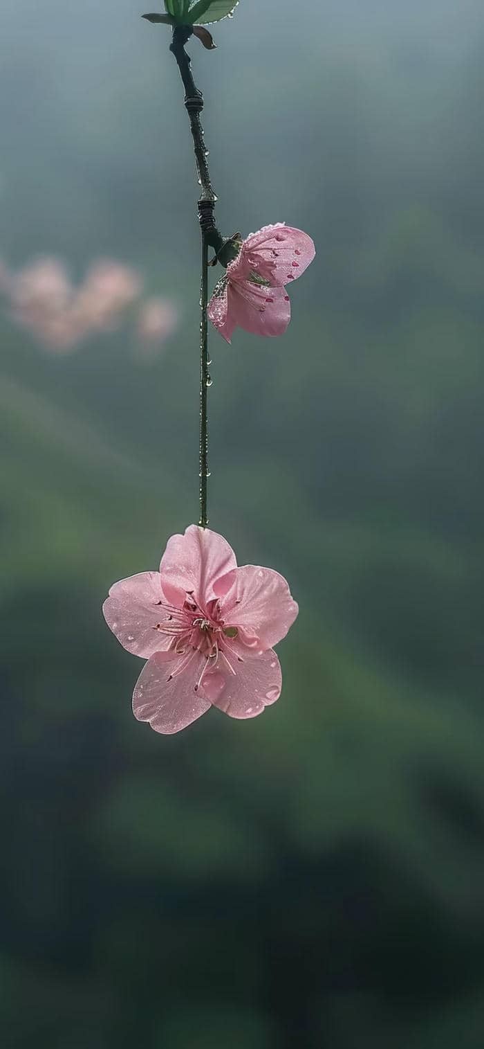 hình nền hoa đào phong cách cổ