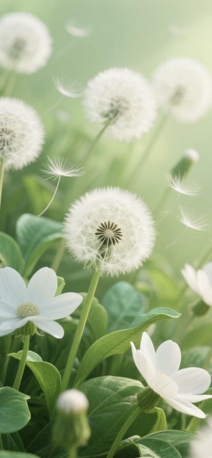 hình nền hoa bồ công anh trắng tinh