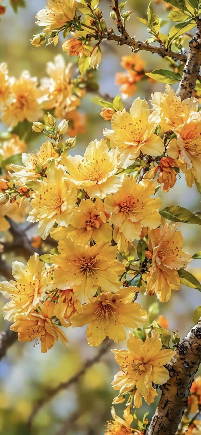 hình nền hoa mai vàng dày đặc