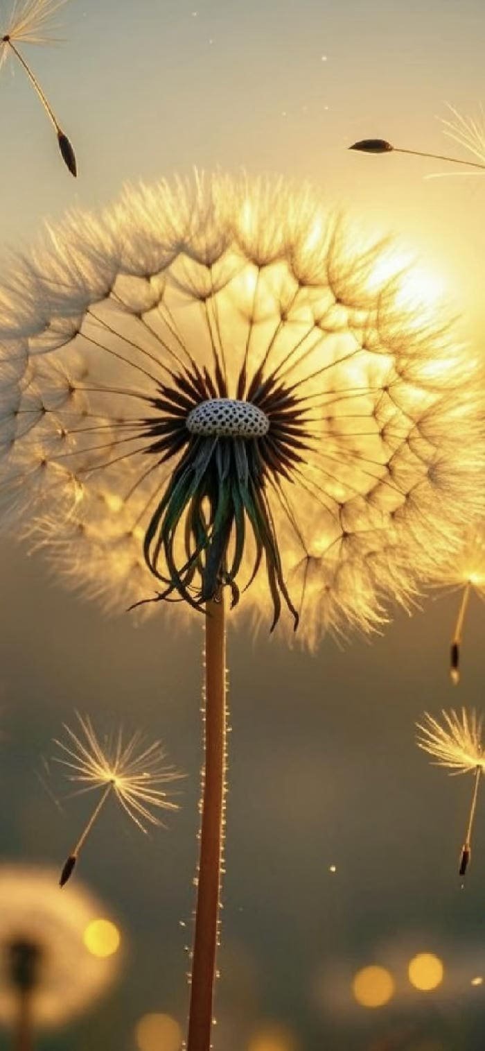 nền hoa bồ công anh buổi sáng